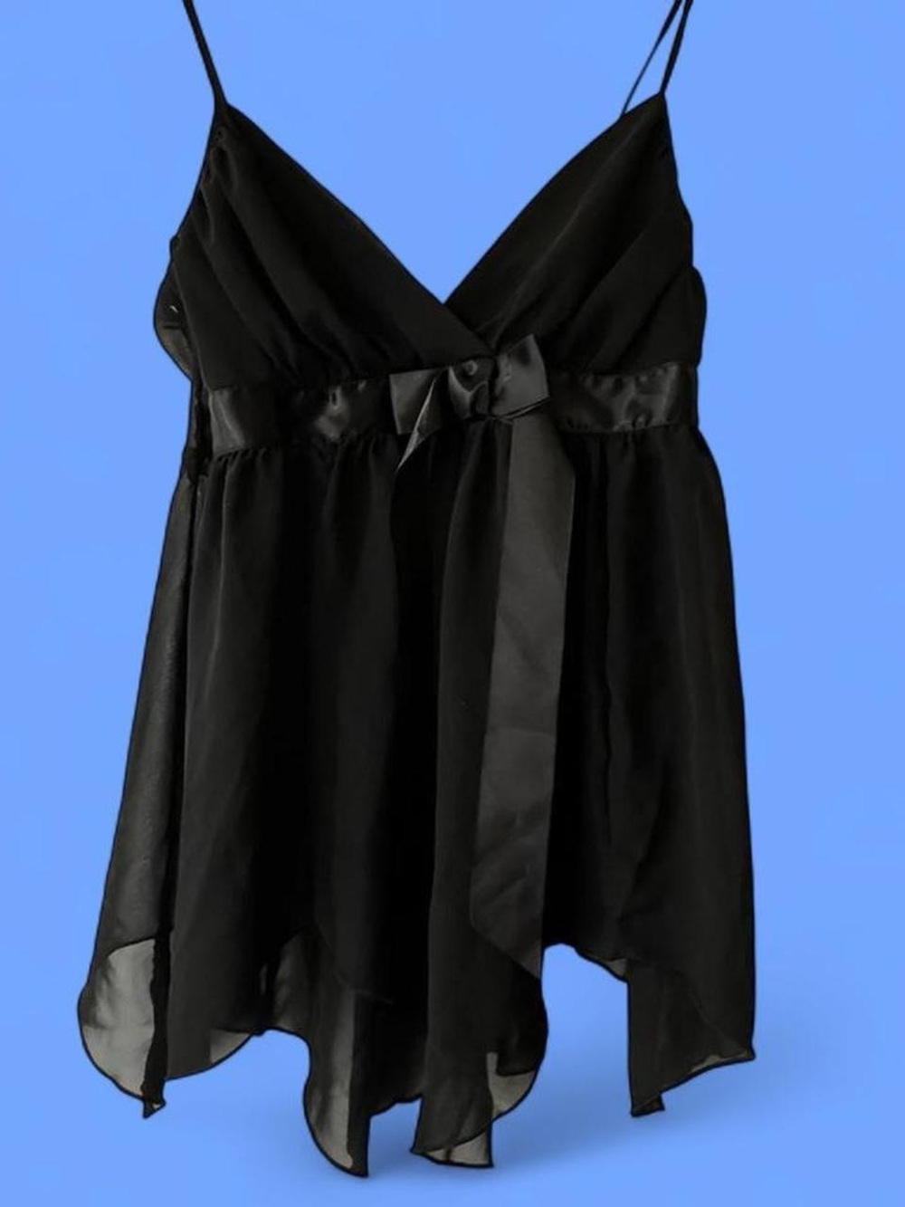 Frederick's of Hollywood Black Chiffon Spaghetti-Strap Babydoll